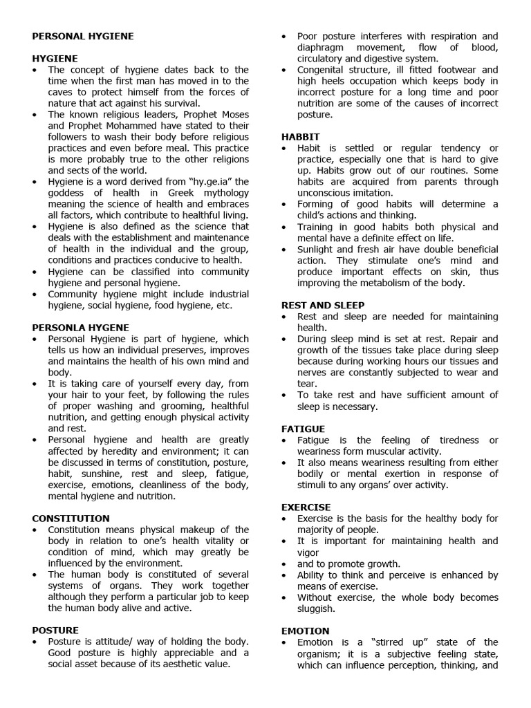 Personal Hygiene | PDF | Millennium Development Goals | Hygiene