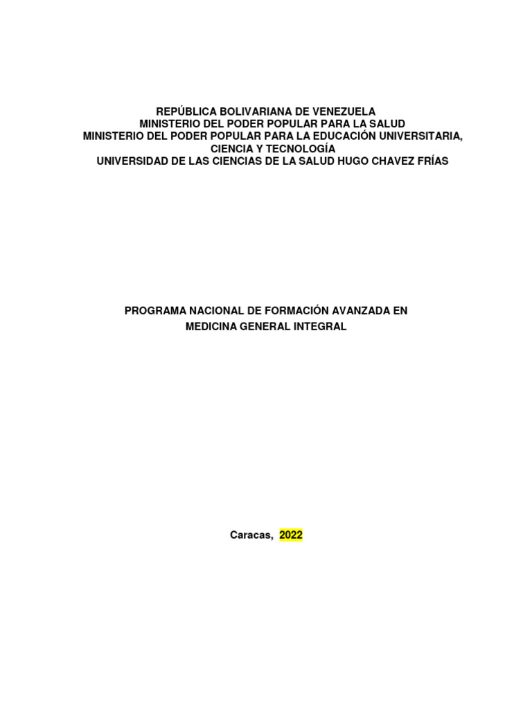 Programa Pnfa-Mgi 2024 | PDF | Medicina Familiar | Crédito del curso