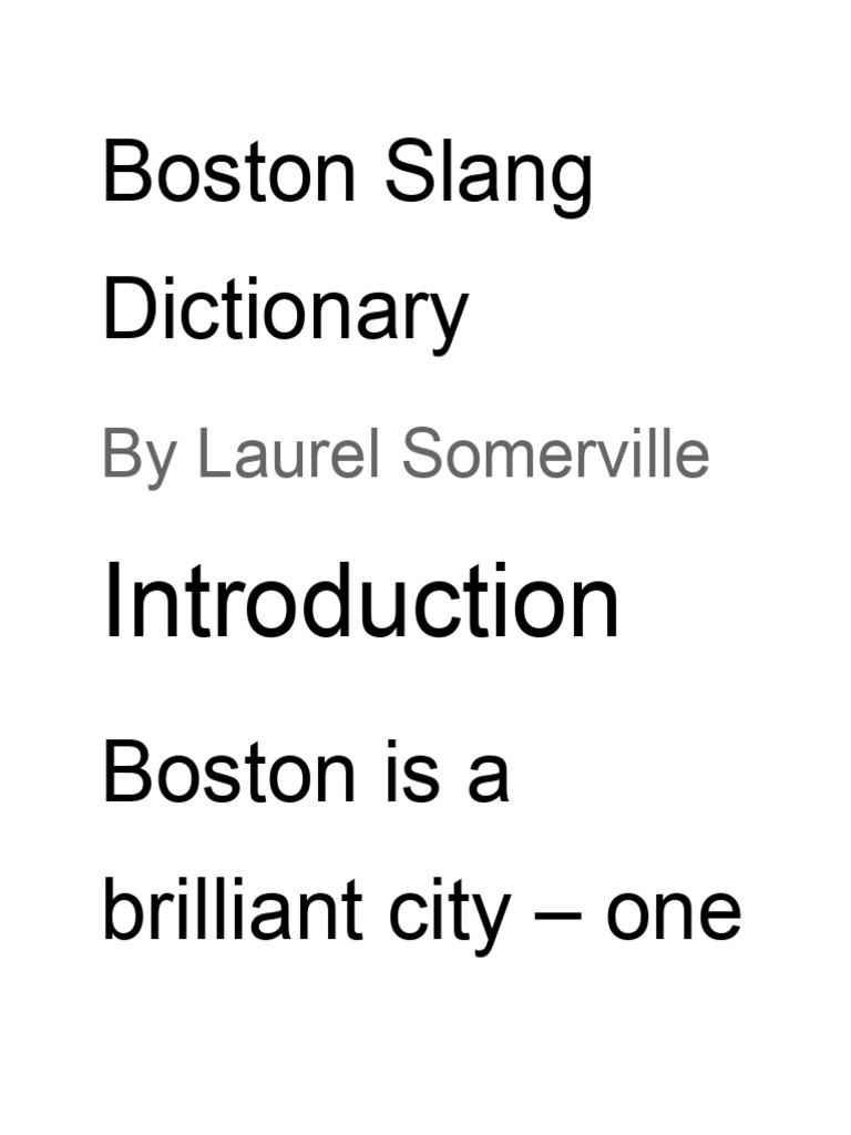 Boston Slang Dictionary Guide | PDF | Boston