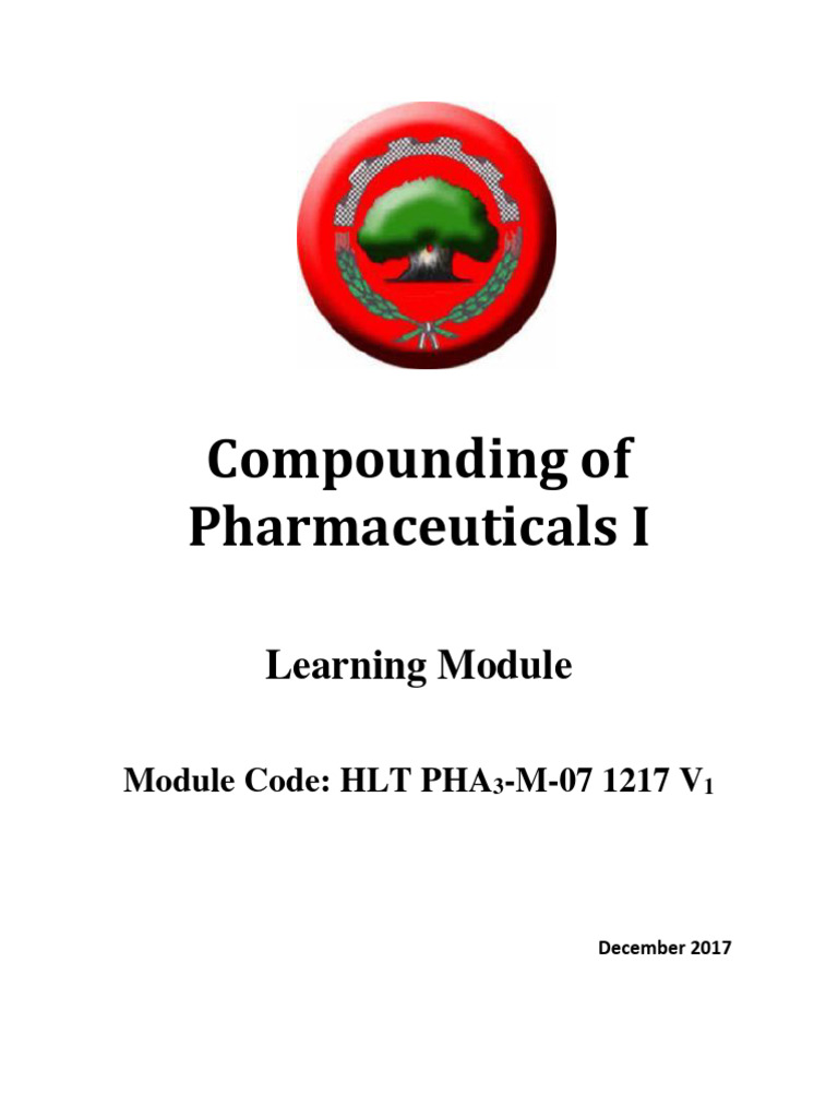 Pha learning module compounding of pharmaceuticals i pdf medical