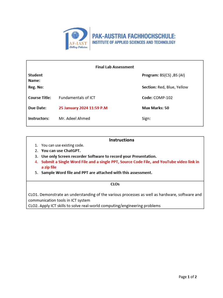ICT Fundamentals Lab Assessment Guide | PDF | Educational Technology ...