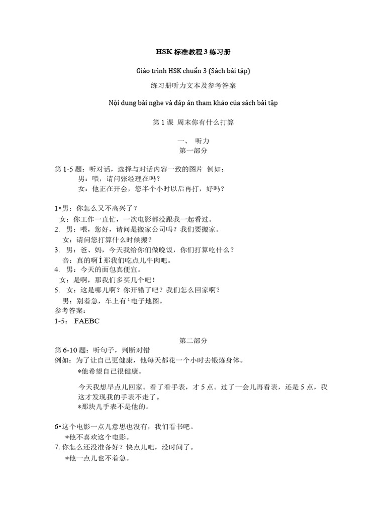 Dap an sach bai tap hsk 3 day du nhat pdf