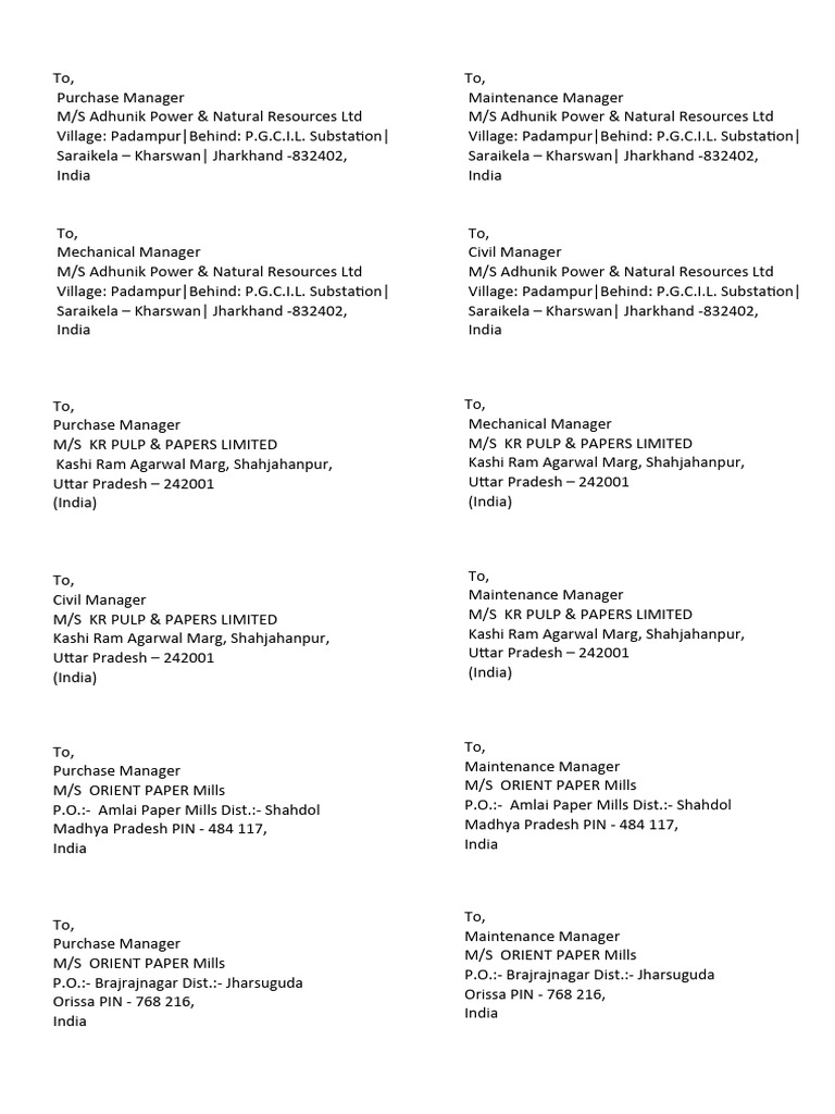 Sample Address - Copy 166 | PDF | Resource Extraction | Biodegradable ...