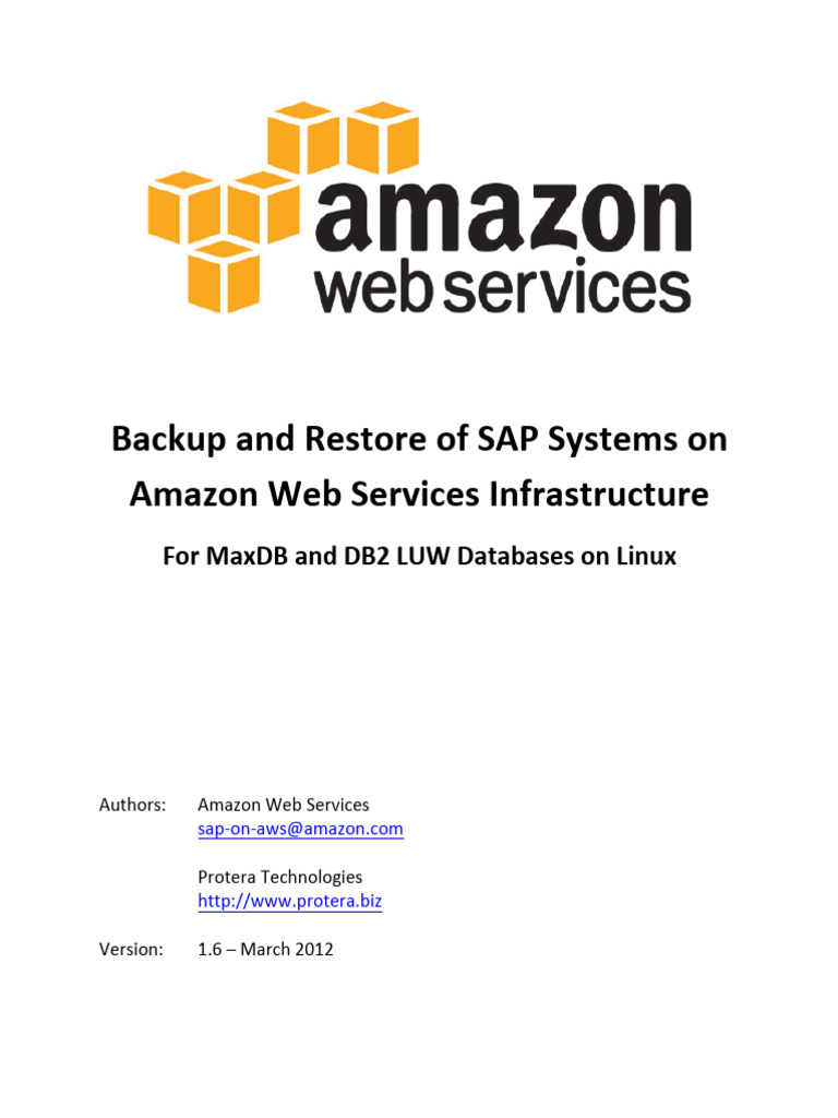 SAP Backup and Restore on AWS | PDF | Amazon Web Services | Cloud Computing