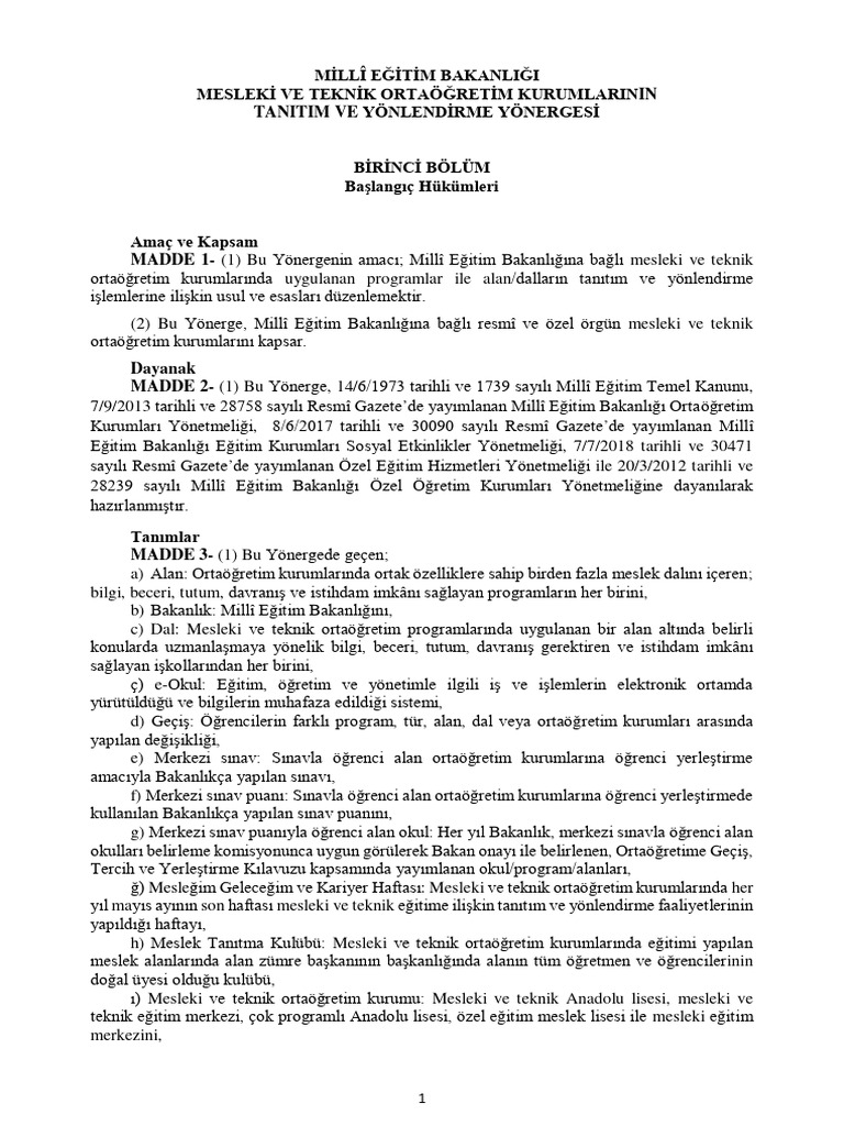 MESLEKİ TANITIM YÖNERGESİ - PDF 1 | PDF