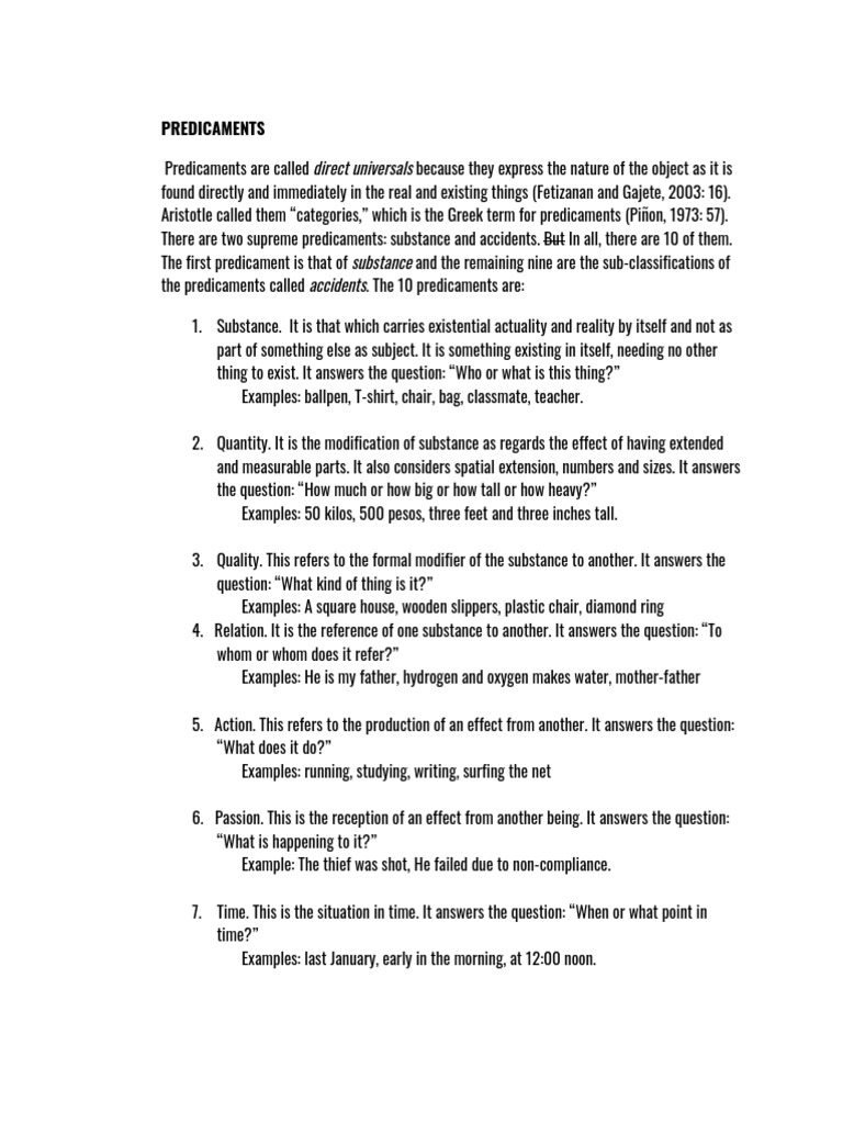 J Predicaments and Predicables | PDF | Substance Theory | Essence