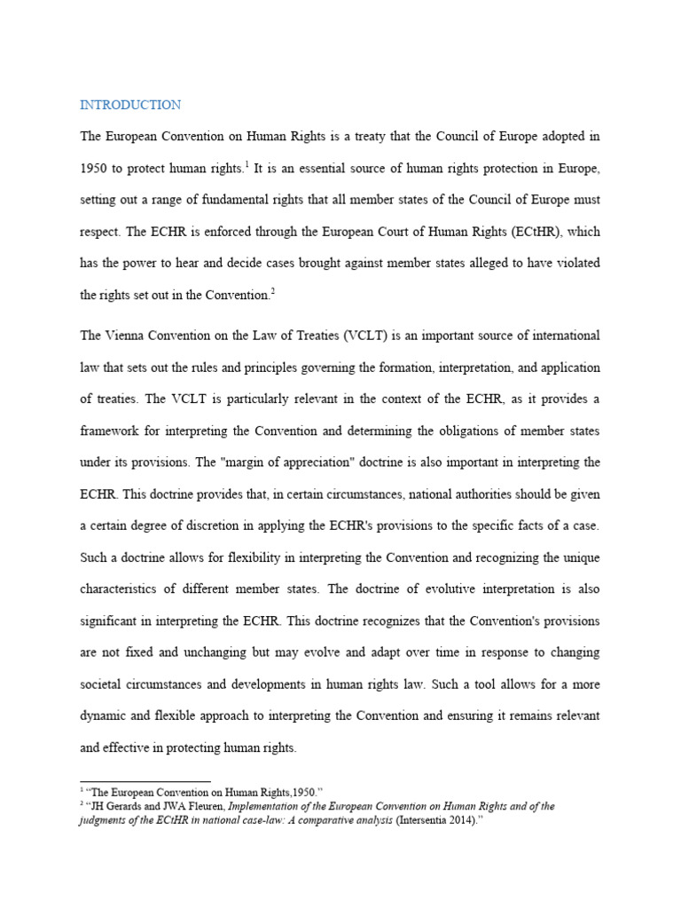 ECHR Interpretation and VCLT Principles | PDF | European Convention On ...