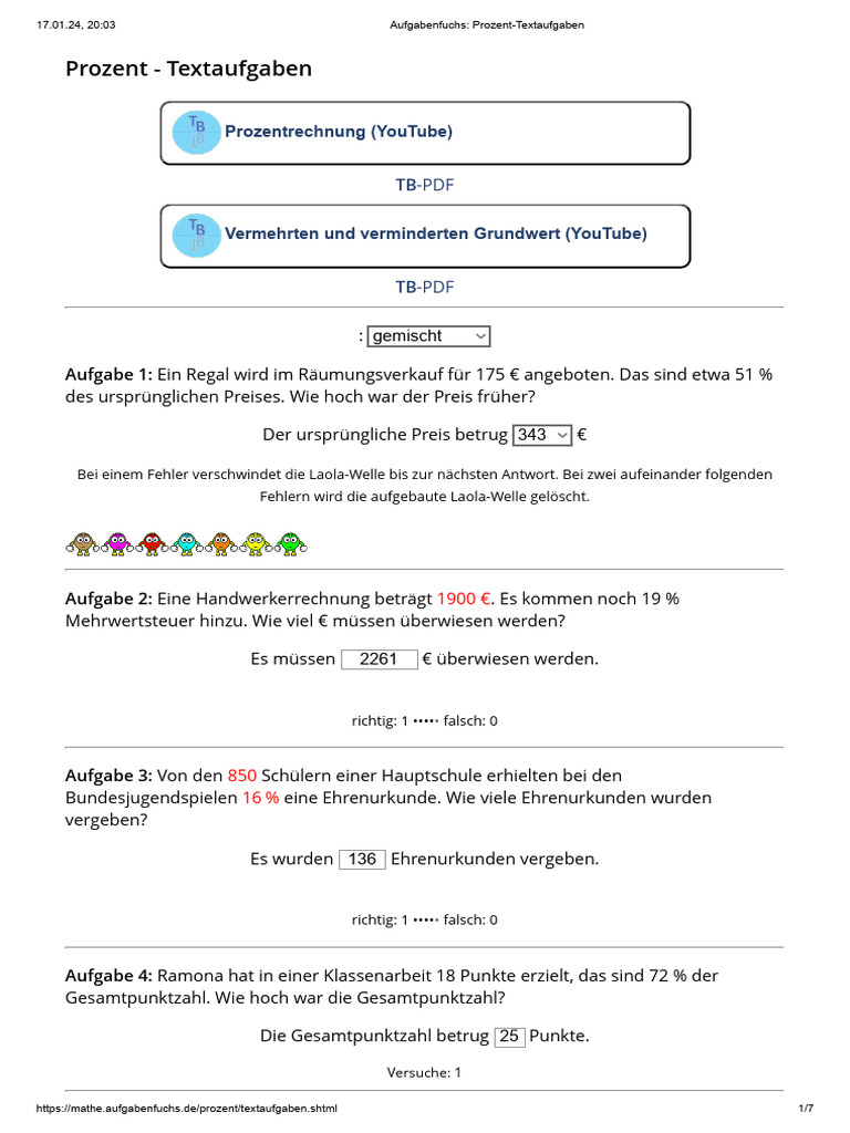 Aufgabenfuchs prozent textaufgaben pdf