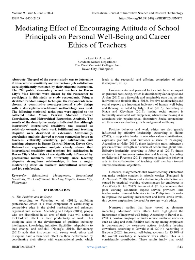 School Principals' Impact on Teacher Well-Being | PDF | Leadership ...