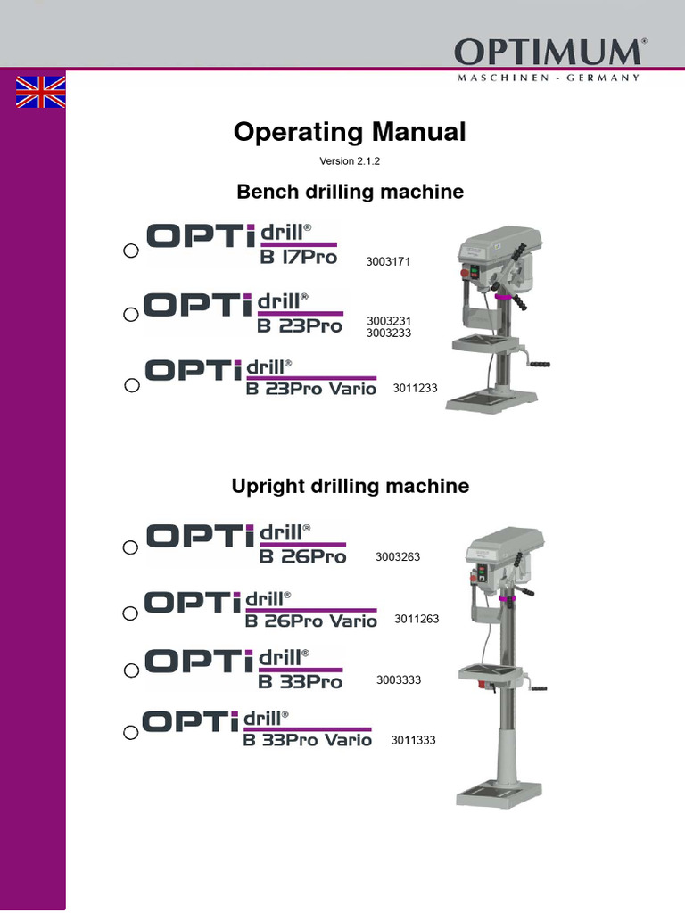 Operating Manual: Bench Drilling Machine | PDF | Drilling | Drill