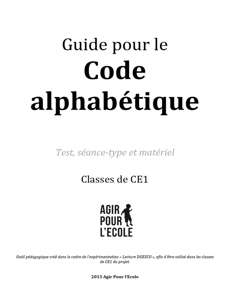 Guide du Code Alphabétique CE1 | PDF | Syllabe