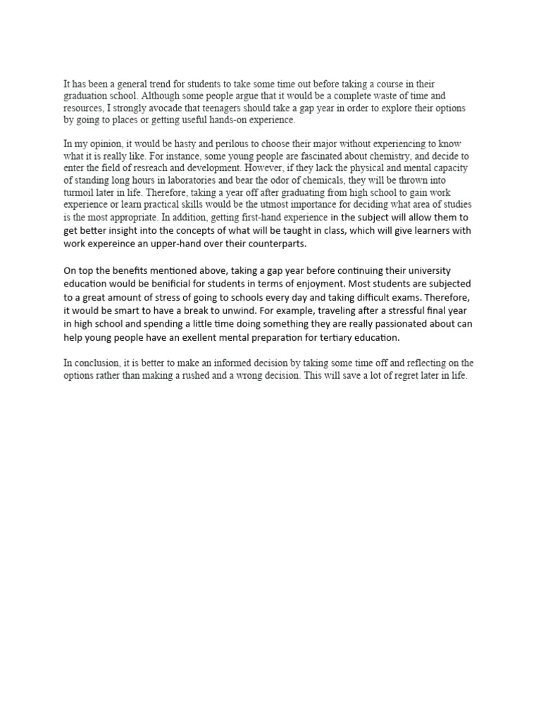 opinion essay taking a gap year