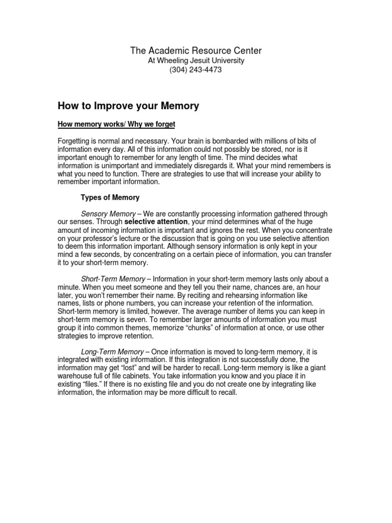 How To Improve Your Memory. | PDF