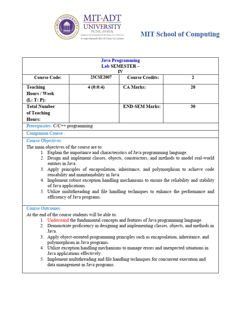SY Core Java Syllabus Nep PDF Method Computer Programming Sy core java syllabus nep pdf method computer programming