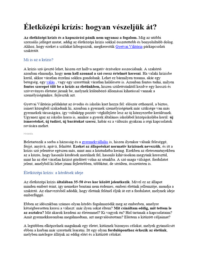 Életközépi Krízis | PDF