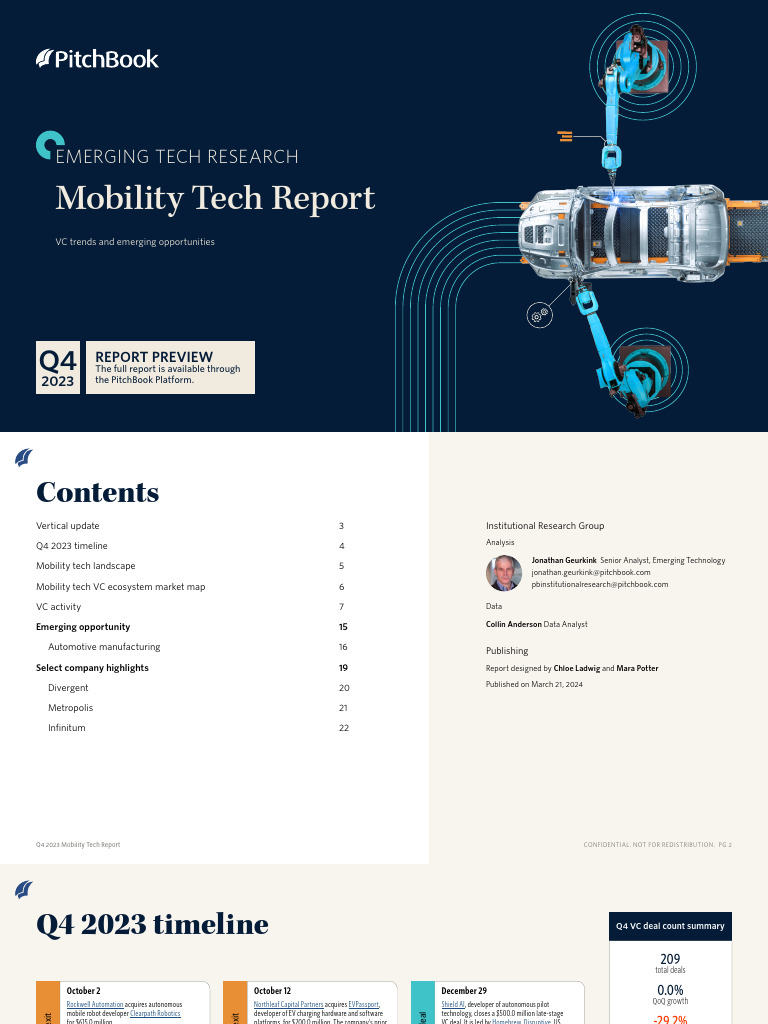 Q4 2023 Mobility Tech VC Insights | PDF | 3 D Printing | Electric Vehicle