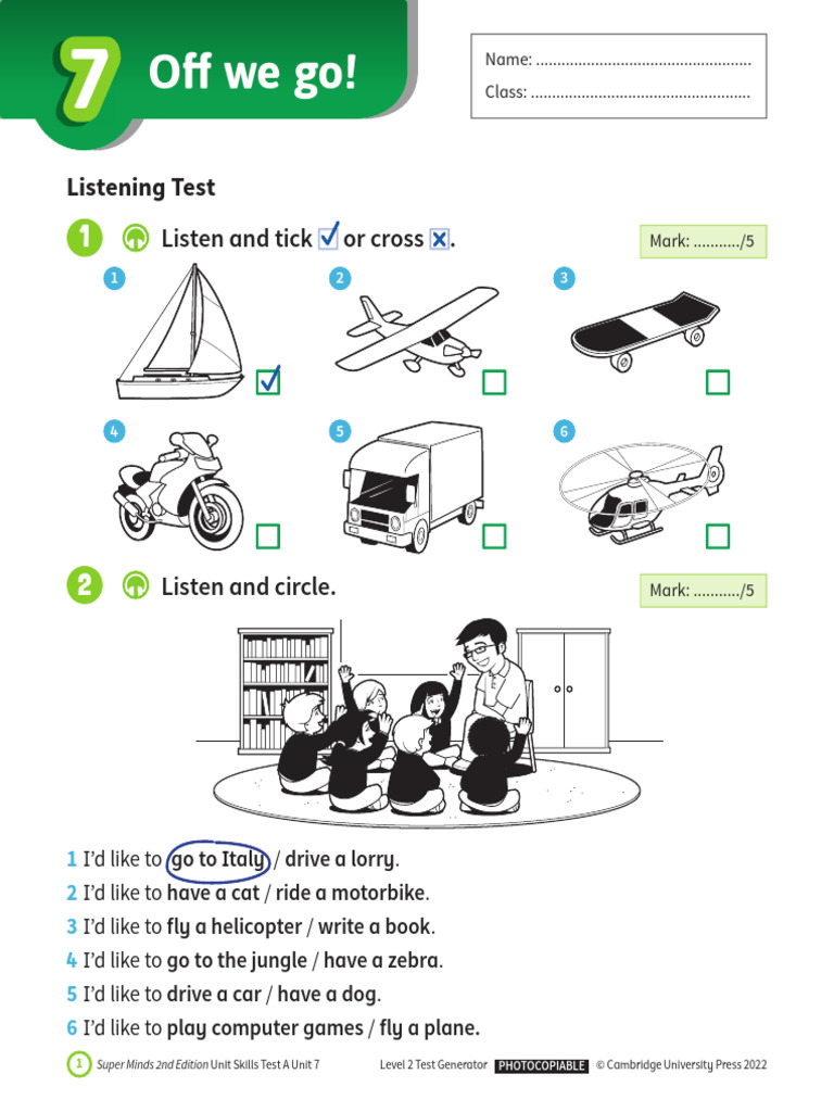 Super Minds 2 Unit 7 Skills Test | PDF