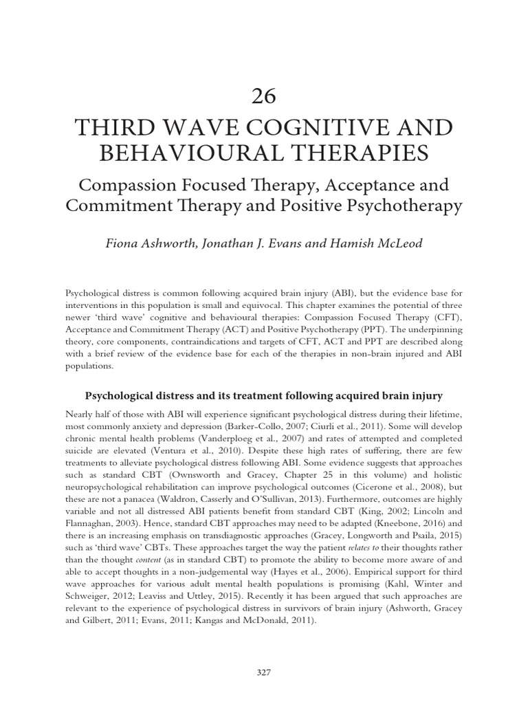 Third Wave Therapies for ABI Distress | PDF | Psychotherapy | Cognitive ...