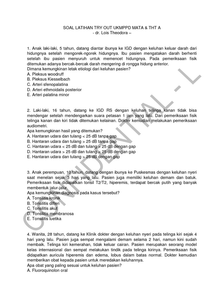 Soal Latihan UKMPPD: Mata & THT | PDF