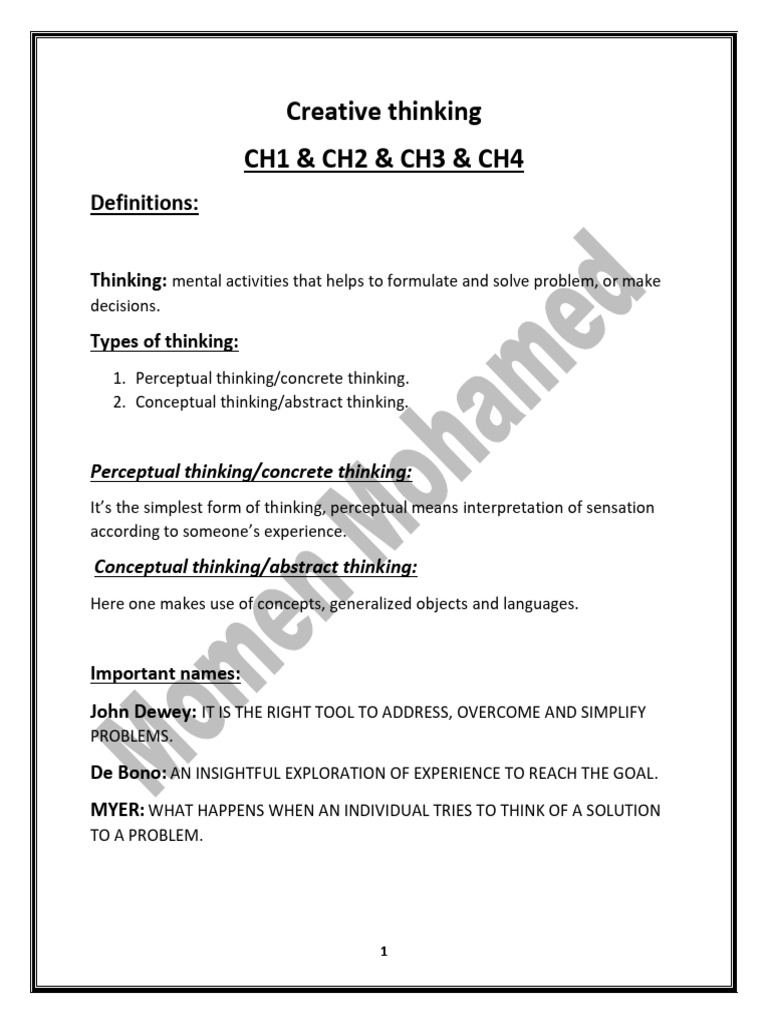 Creative Thinking And Innovation Guide Pdf Thought Creativity