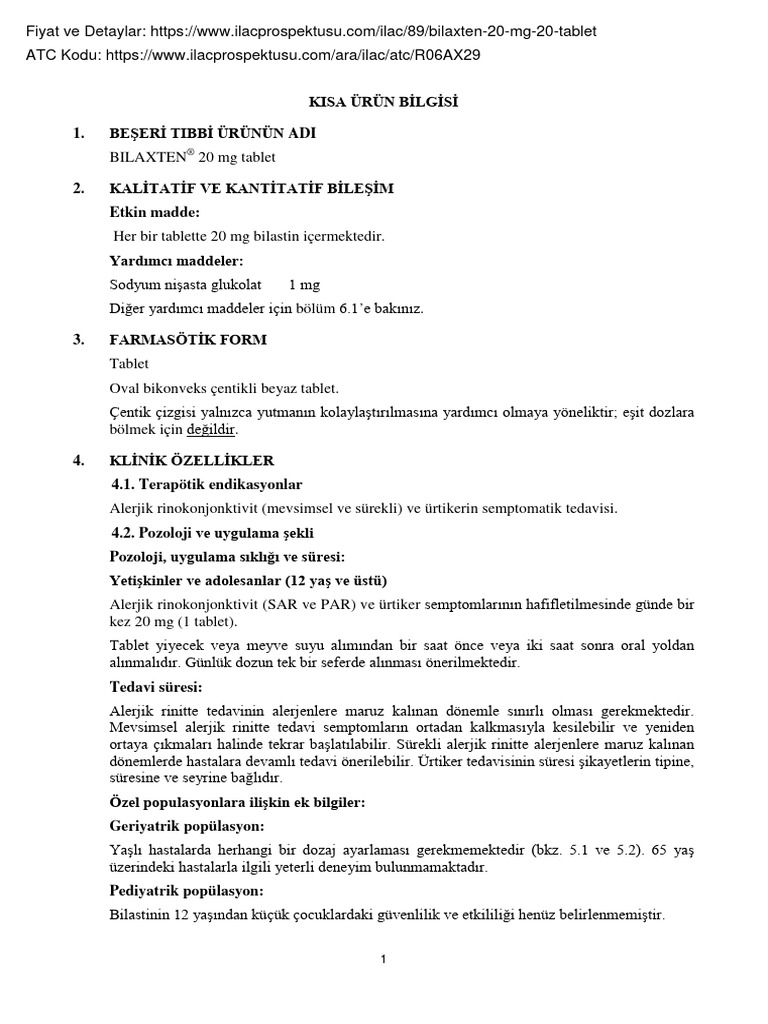 Bilaxten 20 MG Tablet Kub223 | PDF