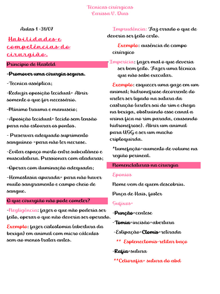 Tecnicas Cirurgicas P1 Pdf Cirurgia Rim
