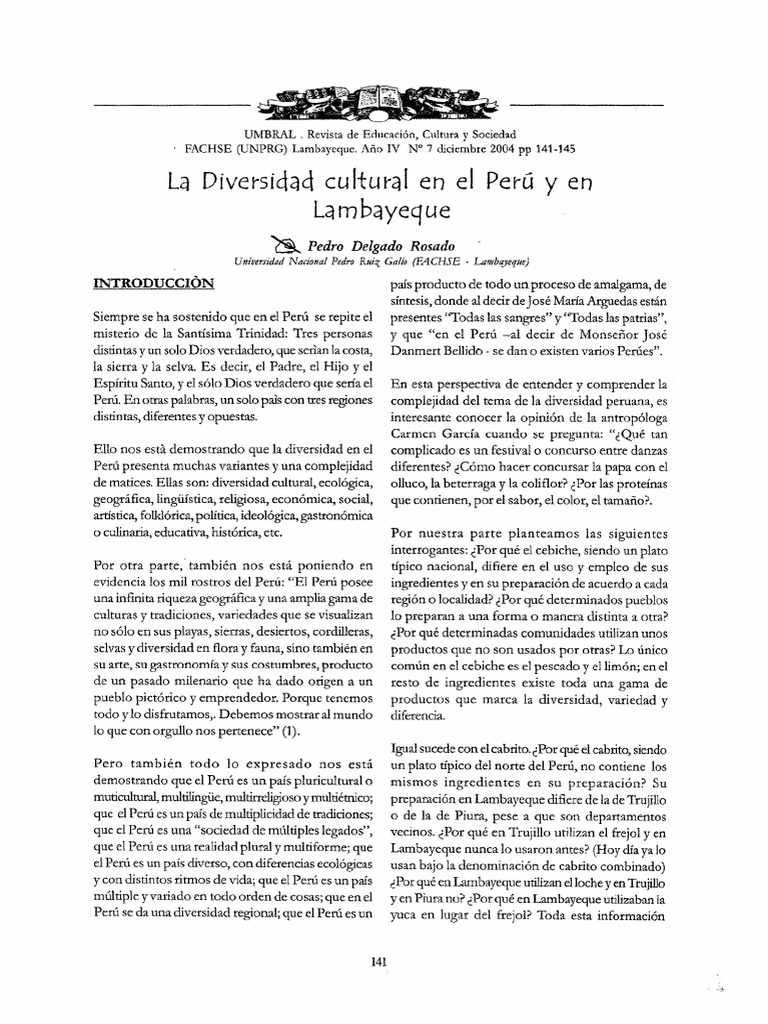 Diversidad Cultural en El Perú y en Lambayeque | PDF
