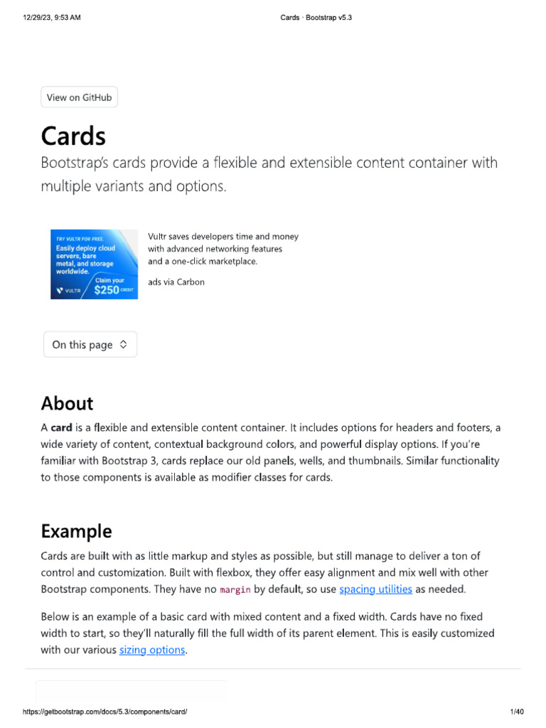 Bootstrap Card | PDF