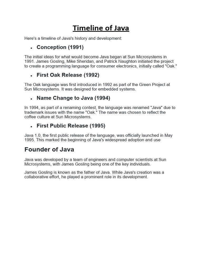 Timeline of Java | PDF | Java (Programming Language) | Computing