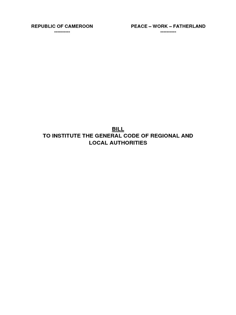 Bill On Regional and Local Authorities Special Status bill-CMR | PDF ...