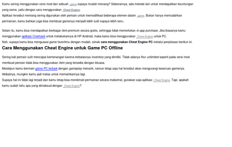 Cheat Engine untuk Pemain Game PC | PDF