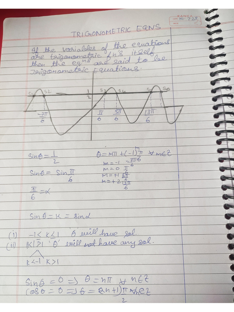 Trigonometric Equations Notes | PDF