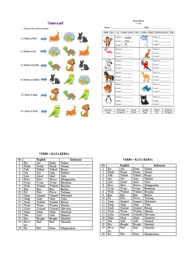 English Indonesian Verbs List Pdf