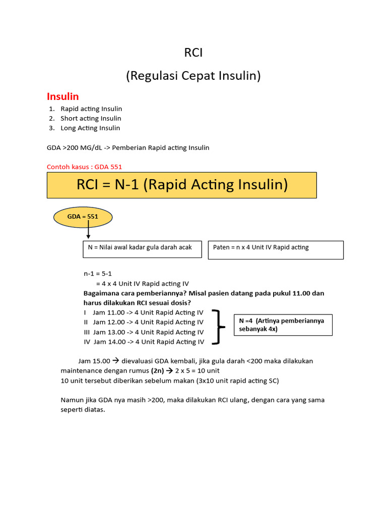 Rumus RCI untuk Insulin Rapid Acting | PDF