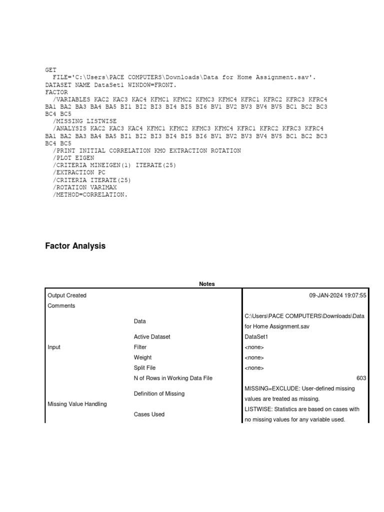 Factor Analysis Results and Insights | PDF | Factor Analysis ...
