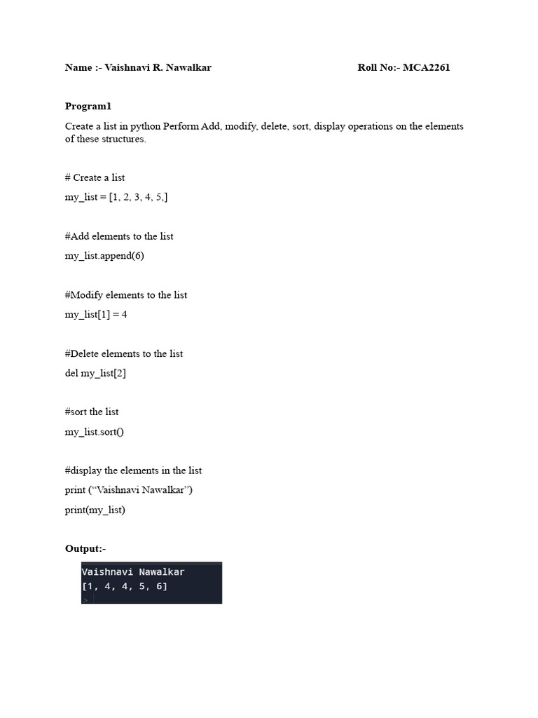 Python List Operations Tutorial | PDF | Computers | Technology ...