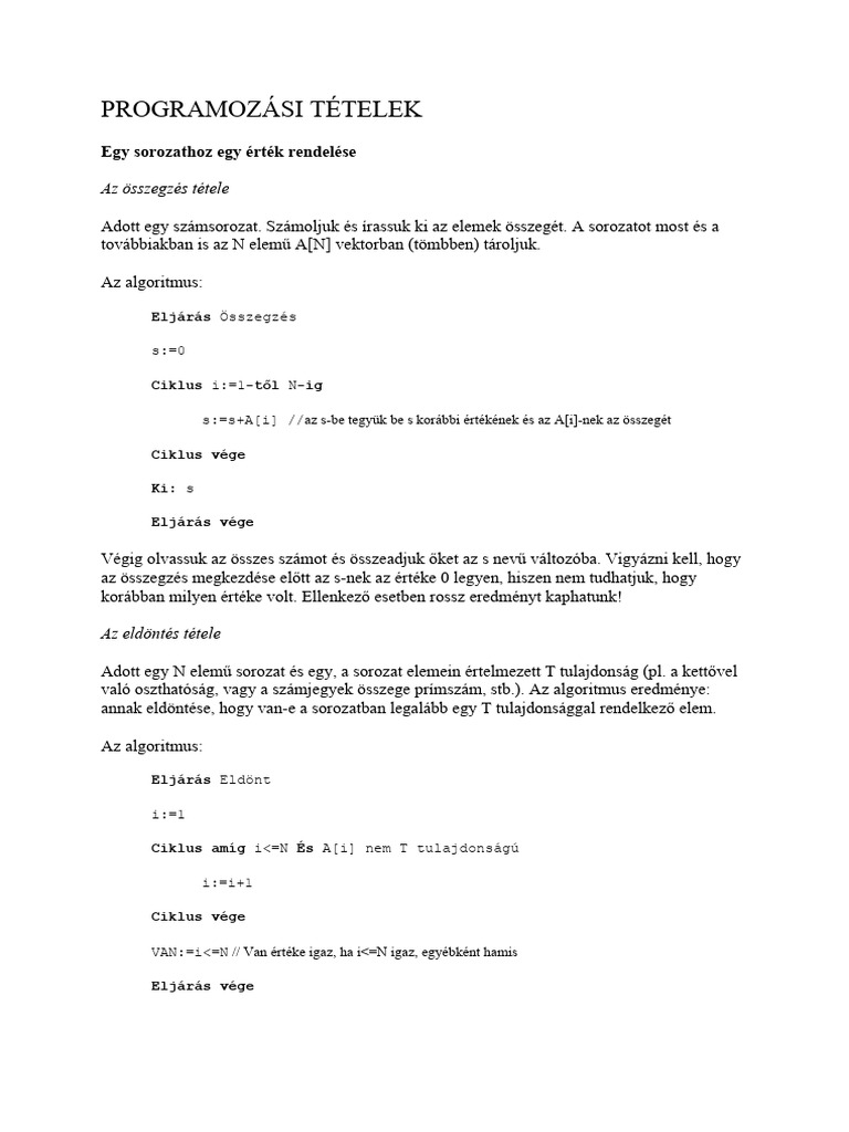 Programozási Tételek | PDF