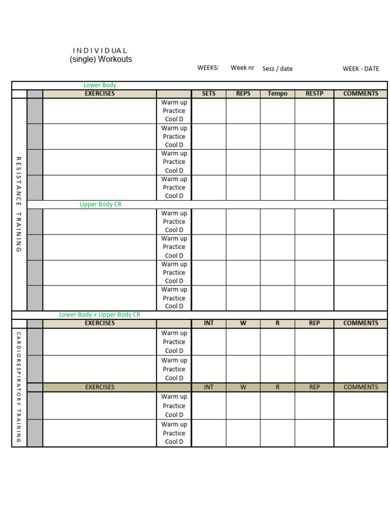 MODEL BLANK Engjell - PT Programblank - 12 | PDF | Strength Training ...