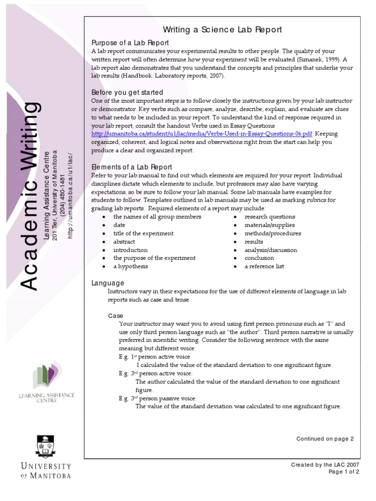 Writing A Science Lab Report 07 | PDF | Academic Integrity | Experiment