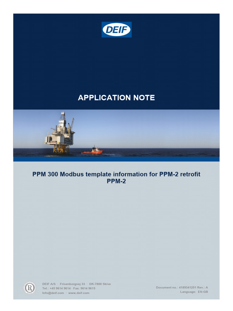 Application Note PPM 300 Modbus Template Information For PPM 2 Retrofit