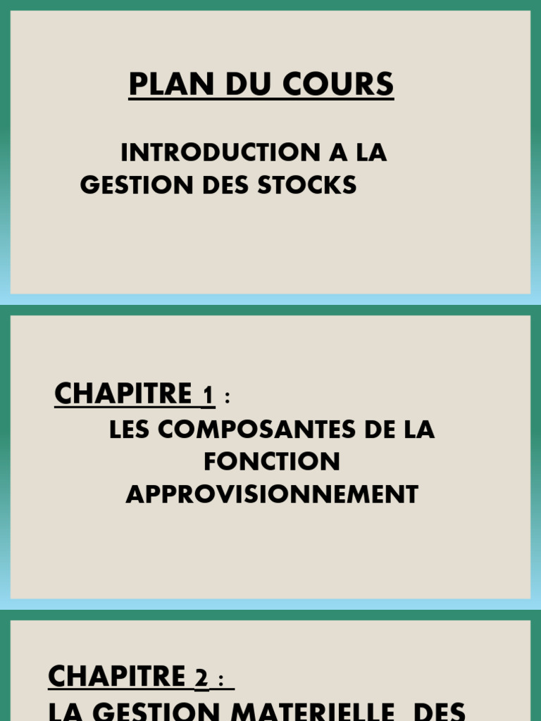 Introduction à la Gestion des Stocks | PDF | Inventaire | Business
