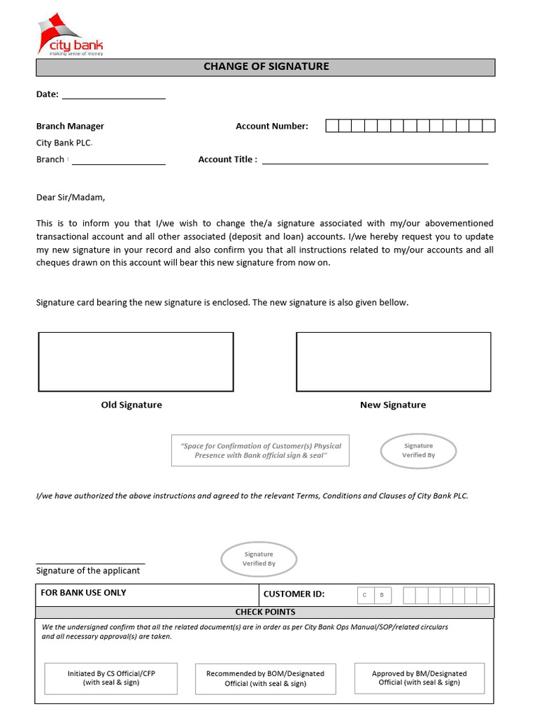 Signature Change Request Form | PDF