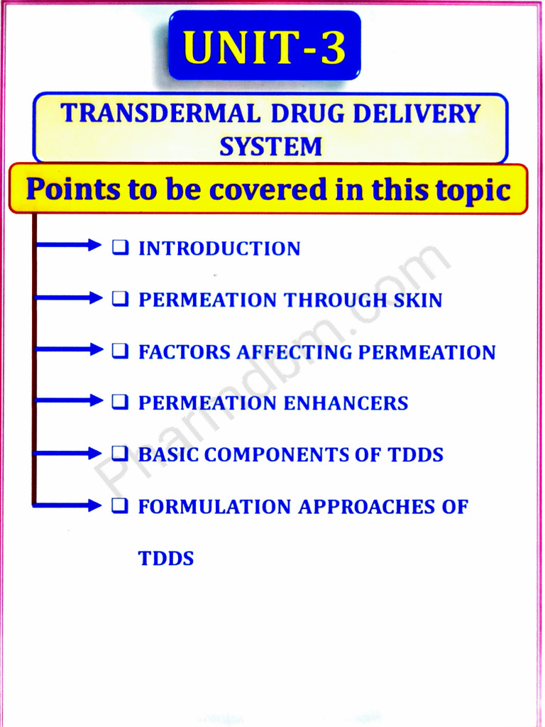 Transdermal Drug Delivery System Overview | PDF | Pharmaceutical Sciences