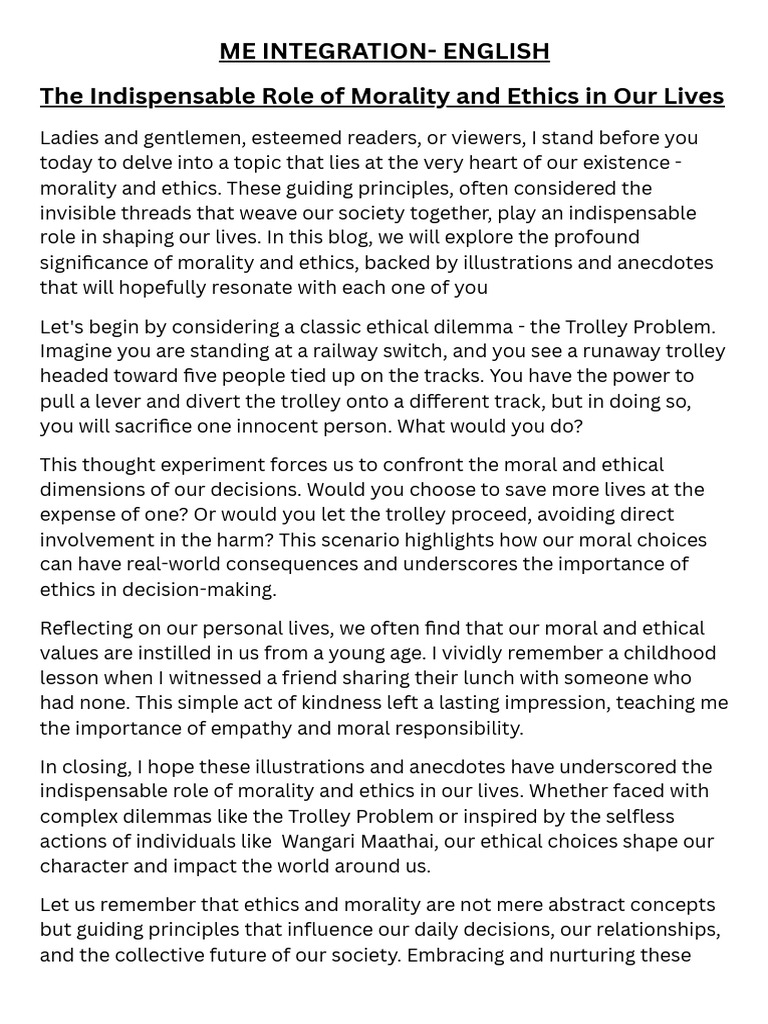 The Role of Morality & Ethics | PDF | Morality | Social Psychology