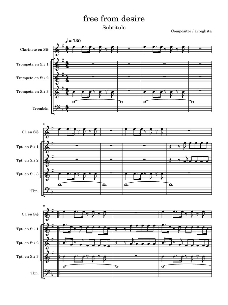 Free from desire partitura y partes pdf
