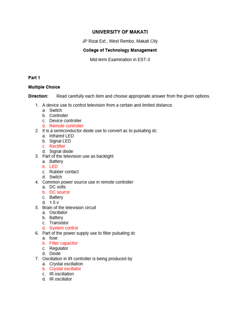 MIDTERM EXAM IN EST3 PGVallo | PDF | Series And Parallel Circuits ...