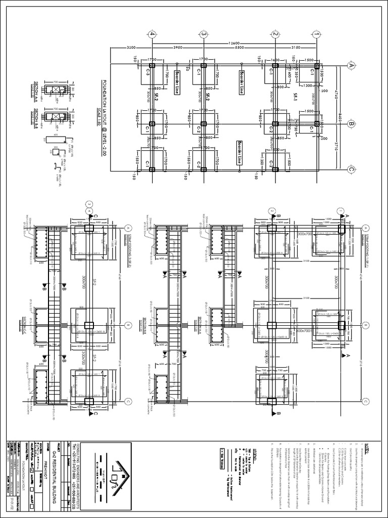 G+2 Residential Building Foundation Layout | PDF | Building Materials ...