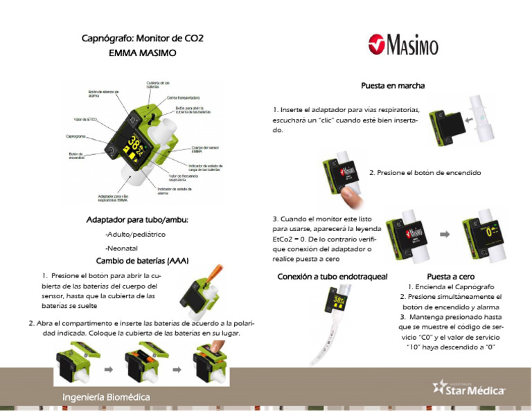 Guía de Uso del Capnógrafo EMMA | PDF