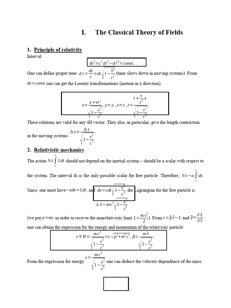Classical Field Theory and Relativity | PDF | Special Relativity | Waves