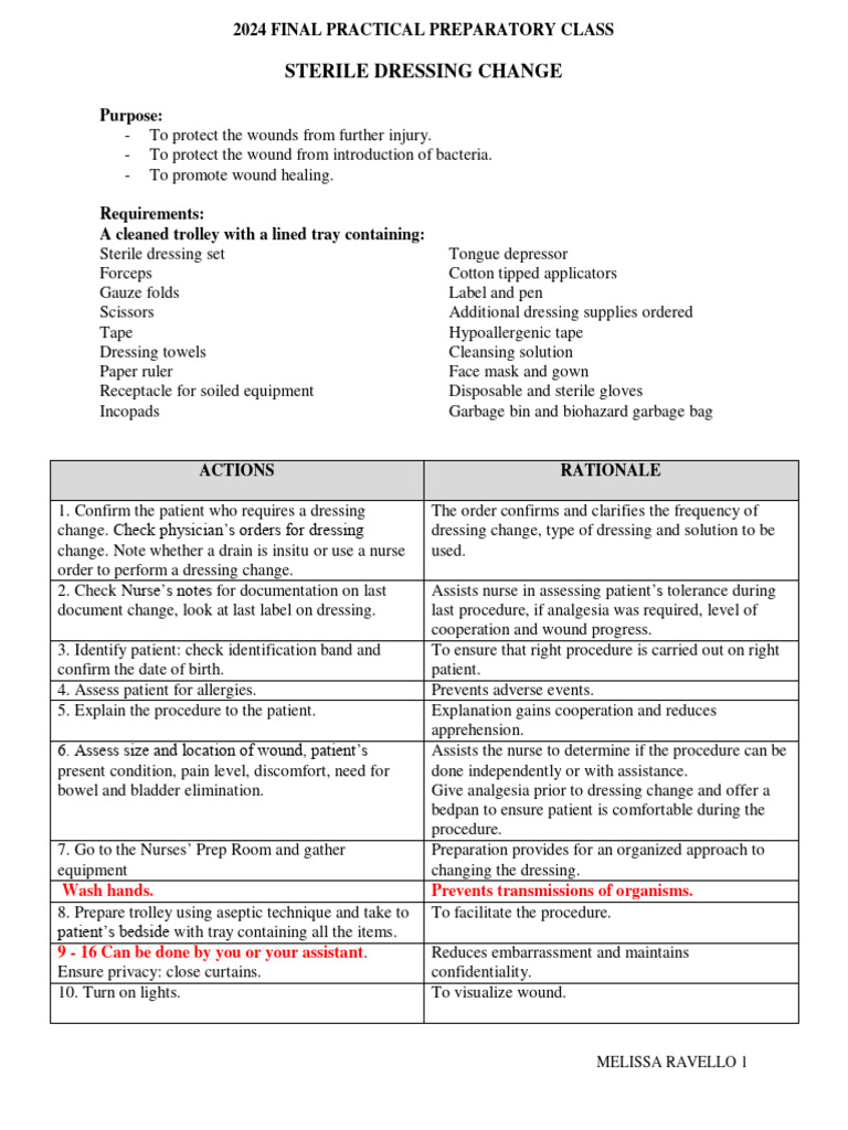 Sterile Wound Dressing Change Procedure | PDF | Wound | Medicine